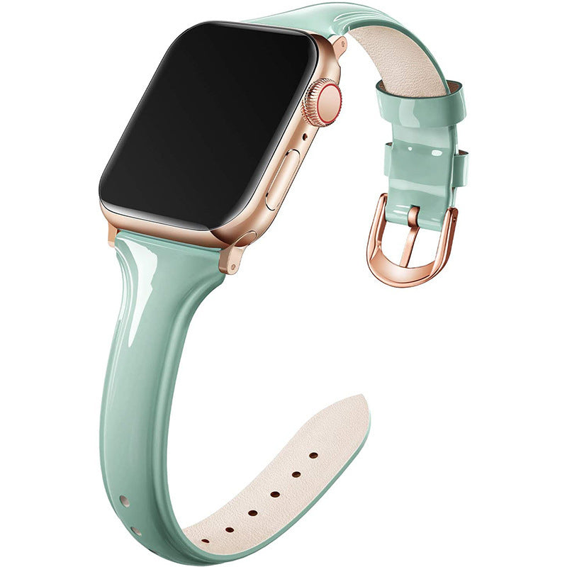 Compatible With , Suitable For Watch 6se Strap Watch Small Waist Glossy Patent Leather Iwatch Leather Strap Switch2Console