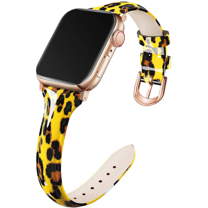 Compatible With , Suitable For Watch 6se Strap Watch Small Waist Glossy Patent Leather Iwatch Leather Strap Switch2Console