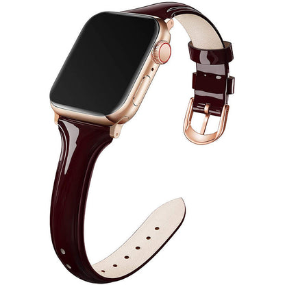 Compatible With , Suitable For  Watch 6se Strap Watch Small Waist Glossy Patent Leather Iwatch Leather Strap Switch2Console