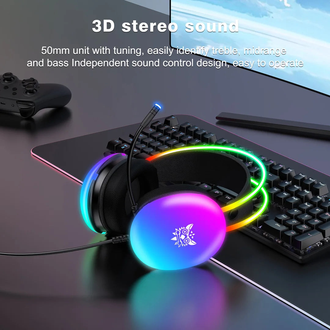 Onikuma-Casque de jeu filaire X25 RVB, microphone HD, réduction du bruit, sauna de jeu, téléphone pour smartphone, PC, ordinateur, E-Sports FennecProtect